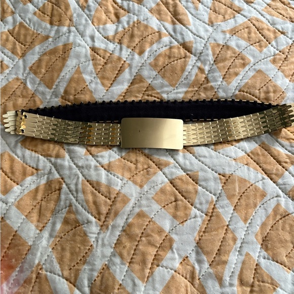 Vintage Gold Metal Scale Elastic Belt with Rectangle Buckle - Picture 1 of 4